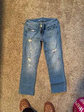 American Eagle Outfitters Distressed Light Blue Boyfriend Jeans - #19